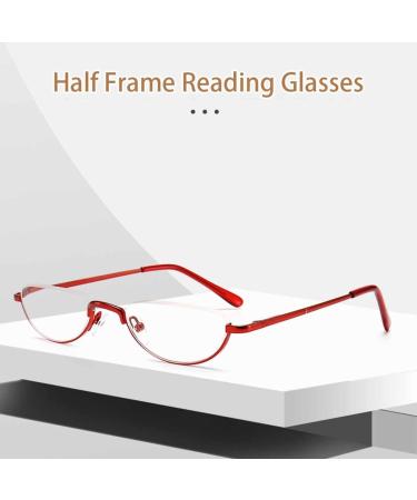 BILIZA Portable Half Moon Reading Glasses 3.5X - Ultra Thin Metal Semi Rimless Eyewear for Men & Women with Case - International Shipping Available - Buy Online on GoSupps.com
