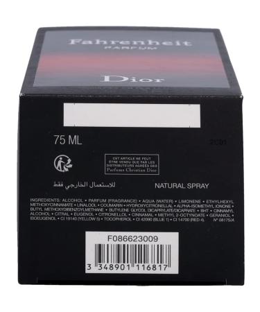 Christian Dior Fahrenheit Parfum Spray for Men 2.5 Ounce Honeysuckle 2.55 Fl Oz (Pack of 1) - Buy Online on GoSupps.com