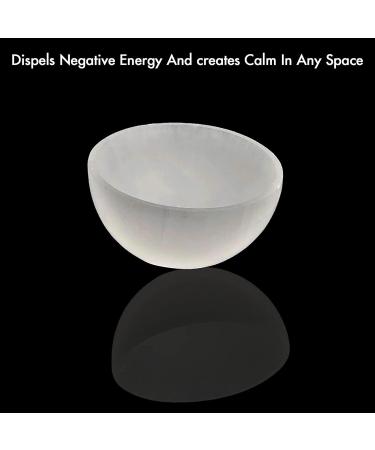 Selenite Round Bowl - Hand-Carved Crystal Holder for Cleansing, Healing, and Charging Crystals - 8 cm - Buy Online on GoSupps.com