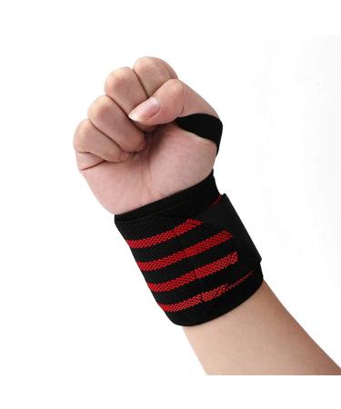 Professional Wrist Elbow Knee Wraps Elastic Straps Brace Support Protectorv for Weightlifting Workout Bodybuilding Gym Fitness - Red