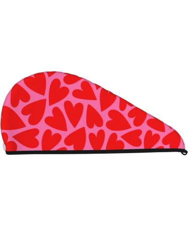Microfiber Hair Drying Cap - Red Love Heart Towel Wrap | Soft Absorbent & Quick Dry for Curly Long & Thick Hair - Buy Online on GoSupps.com