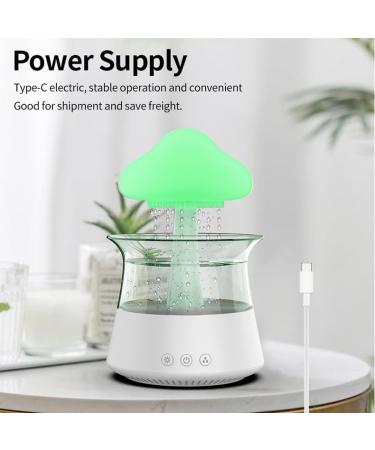 Rain Cloud Humidifier - Mushroom Drop Snuggling Cloud Desk Diffuser with Water Sounds and Cute Night Light (Wooden) - Buy Online on GoSupps.com