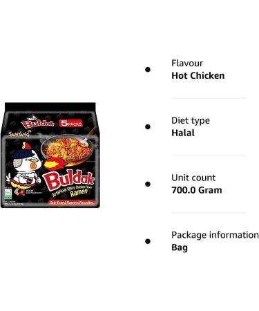 Samyang Dried Chicken Buldak Noodles - 140gm (Pack of 10) | Fiery Heat | Korean Ramen Variety | Spicy Sauce | Dried Chicken Flavour | Instant Noodles - Buy Online on GoSupps.com
