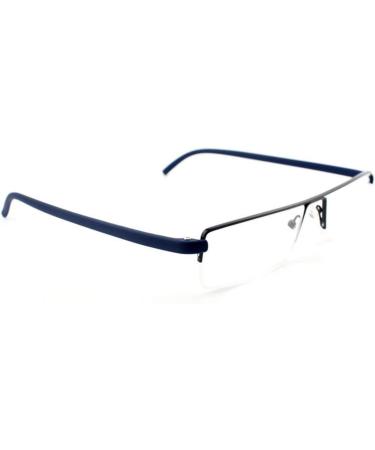 Ultra-Light TR90 Reading Glasses for Men & Women - Classic Metal Visual Aid Semi-Burning Narrow Style +1.5 Diopters Includes Case & Cleaning Cloth (Blue) - Buy Online on GoSupps.com
