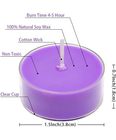 DEYBBY Lavender Scented Soy Wax Tealight Candles Bulk - Aromatherapy for Stress Relief, Relaxation | Long Lasting Clear Cup - 12 Pack - Buy Online on GoSupps.com
