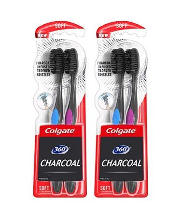 Colgate 360 Charcoal Toothbrush Soft Bristles (4 Count)