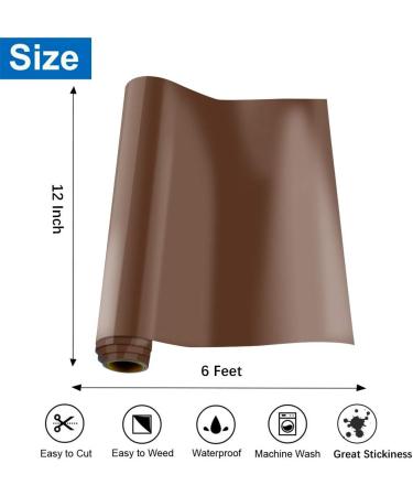 KISSWILL Brown HTV Heat Transfer Vinyl Roll - 12x6' | PU HTV for Silhouette Cameo | Easy Weed & Cut Vinyl - Buy Online on GoSupps.com