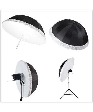HappyGo 60 Inch Parabolic Umbrella Front Diffuser Cover - Black/Silver Reflective Lighting Umbrella Soft Light Cloth - Buy Online on GoSupps.com