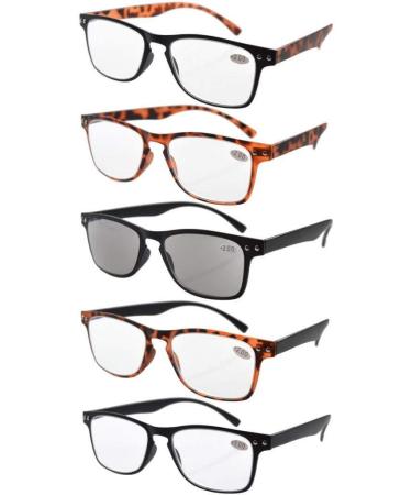 Eyekepper Ultrathin Flex Frame 5-pack 80's Reading Glasses Include Sunshine Readers +1.75 +1.75 5 Pairs Mix(1 of Each Color)