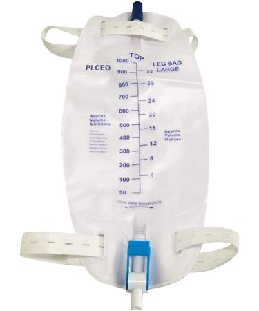 Easy-Tap Leg Bag Urinary Drainage Bag, 1000ml, Anti-Reflux Valve, Cloth Straps, Easy Flip Drain (Pack of 3) Col1