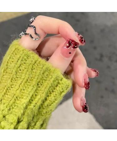 24Pcs/Set Press On Nails New Flame Gemstone Red Diamond Short Patch False Nails Acrylic Fake Nails Full Cover Nails Tips Artificial Finger Manicure Press on nails for Women and Girls - Buy Online on GoSupps.com