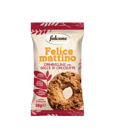 Falcone - Happy Morning - Breakfast Donuts portioned in bags of 2 shortbreads - 38 g (CIAMBELLINE WITH CHOCOLATE DROPS)