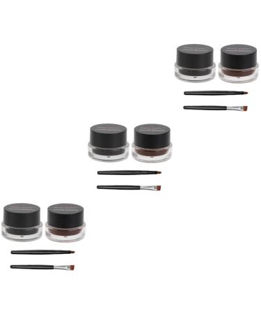 FOMIYES 6 Pcs Black Eyeliner Pencils Waterproof Eye Liner Pencil Eye Shadow Cream Eyebrow Gel Matte Brush