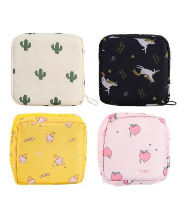 Minkissy 4 pieces of storage bag for women's bandages menstruation bag collect bag case for women tie women tennisers Mini-M nz bag girls portable oxford-fabric bag