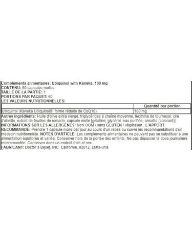 Doctor's Best Ubiquinol with Kaneka QH - 100mg 60 Softgels | Cardiovascular Support & Natural Energy - Buy Online on GoSupps.com