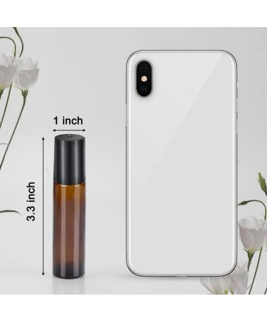 Sungwoo 12 Pack Essential Oil Roller Bottles 10ml - Amber Glass Roller Bottles with Stainless Steel Roller Balls and Caps for Travel Perfume and Lip Gloss - Buy Online on GoSupps.com