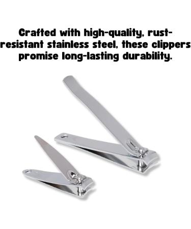 Invero 2 Piece Nail Clipper Set - Stainless Steel Fingernail Toenails Clippers - Heavy Duty Professional Pedicure and Manicure Set - Ideal for Men and Women - Buy Online on GoSupps.com
