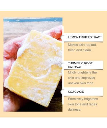 Natural Lemon Turmeric Soap Bar - Organic Face & Body Wash for Glowing Skin Deep Cleansing & Pore Firming Even Skin Tone (1pc - Buy Online on GoSupps.com