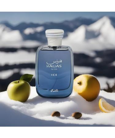 Hawas Ice Eau de Perfume Spray For Men - With the notes of Frozen Apple Italian Bergamot Italian Lemon Star Anise - 3.4 Fl Oz Blue - Buy Online on GoSupps.com