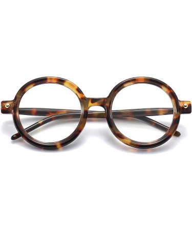 Round Blue Light Blocking Glasses for Men & Women | Retro 70s Oversized Circle Frame Eyewear - Tortoise 48mm - Buy Online on GoSupps.com