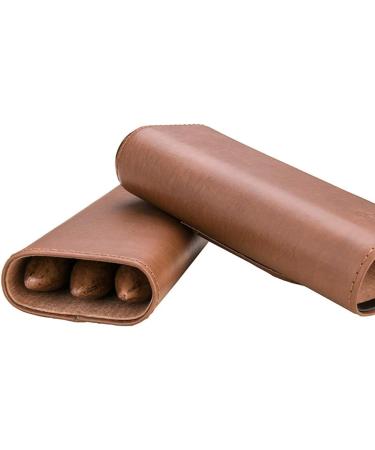 Cigar Case Cigar Humidor with Cedar Wood Lining Travel Portable Leather Cigar Humidor Waterproof Holds 3 Cigars Brown - Buy Online on GoSupps.com