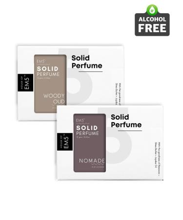EM5 Combo Pack of Alcohol Free Solid Perfumes | Woody Oud & Nomade for Men & Women | Non-Greasy Cologne | Strong & Lasting Fragrance | Gifting Pack for Him & Her - Buy Online on GoSupps.com
