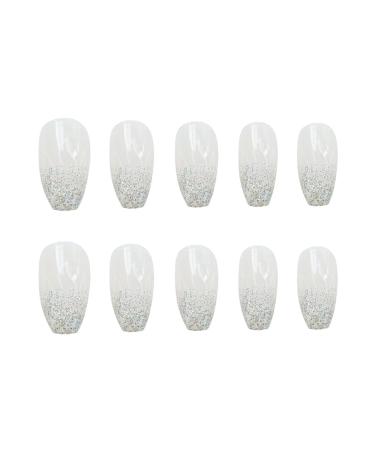 Chtom Laser Silver Flame Fake Fingernar Wearing a Nail Sticker 1 Piece Pack 24 Tablet Stickers