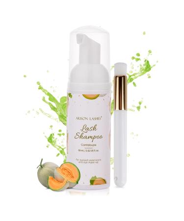 Eyelash Extension Shampoo 60ml Brush Eyelid Foam Cleanser/Gentle Formula for Sensitive People/Eye Make-up and Oil Dust Remover/For Salon and Home Use(Cantaloup Melon) sp-hamigua
