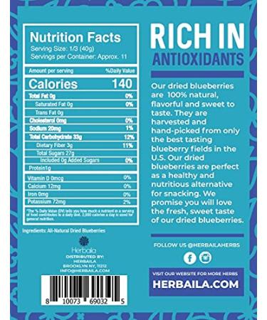 Bulk Dried Blueberries - Unsweetened, Non-GMO, 1 lb - Whole Dry Blue Berries - Dehydrated & All Natural - Buy Online on GoSupps.com