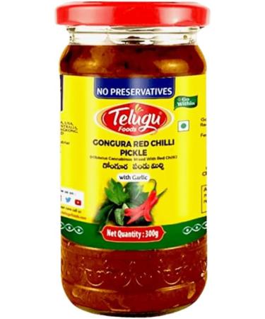 Swetha Telugu Food Gongura Red Chilli Pickle with Garlic 300g (Pack of 2) | Red Chilli Pickle | Indian Origin - Buy Online on GoSupps.com