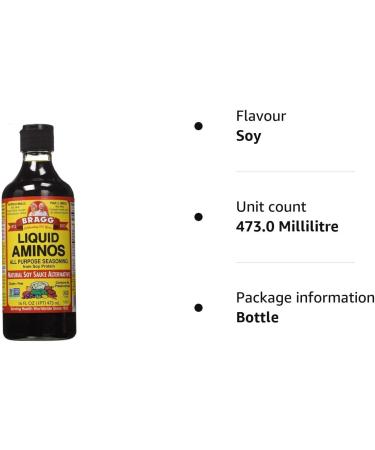 Bragg Liquid Aminos 473ml - Natural Soy Sauce Alternative - Non-GMO - Gluten-Free - Buy Online on GoSupps.com