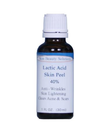 (1 oz / 30 ml) LACTIC Acid 40% Skin Chemical Peel- Alpha Hydroxy (AHA) For Acne Skin Brightening Wrinkles Dry Skin Age Spots Uneven Skin Tone Melasma & More (from Skin Beauty Solutions)