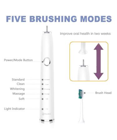 FULLBELL Sonic Electric Toothbrush - Smart Clean Modes Rechargeable Oral Health & Whitening (White - Buy Online on GoSupps.com
