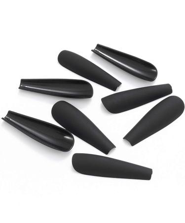 Buy Handcess Long Black Ballerina Press Nails - Coffin Matte False Nails with Glue for Women & Girls | International Shipping Available - Buy Online on GoSupps.com