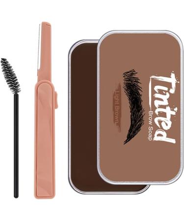 Eyebrow Soap Kit Long Lasting Eyebrow Shaping Wax with Brow Trimmer Brush Brown - Buy Online on GoSupps.com