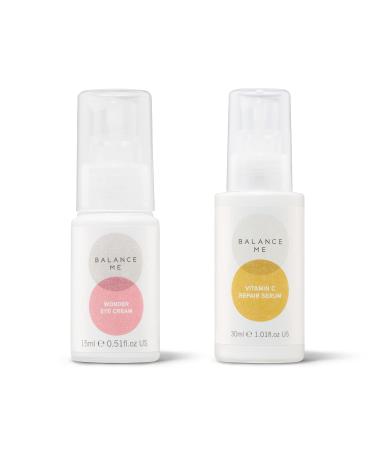 Balance Me Brighten + Hydrate Eyes & Face Duo - Wonder Eye Cream & Vitamin C Repair Serum - Vegan & Cruelty-Free - Hydrates Skin & Reduces Hyperpigmentation