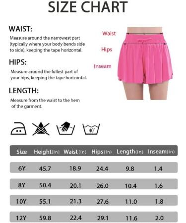 Girls 2 in 1 Flowy Athletic Shorts with Pockets - Rose Red, Size 8 Years - Buy Online on GoSupps.com