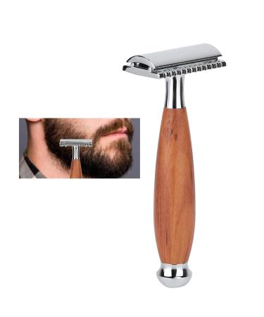 Men's Classic Double Blade Razor - Manual Wooden Handle Shaving Tool for Mustache & Travel | International Shipping - Buy Online on GoSupps.com