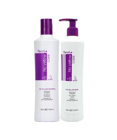 Fanola no yellow silver-gloss shampoo anti-yellowstitch 350 ml & no yellow mask neutralized yellow tones hair mask anti yellow tinge silver mask maintains brightened scabbing & gray hair 350ml 350 ml (1 Pack) bundle with fanola no yellow mask