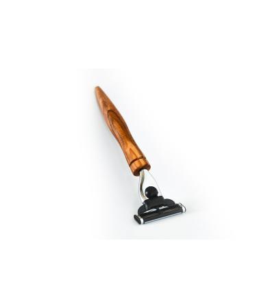 DOM wet razor with olive wood handle "Zugspitze" with M3 blade