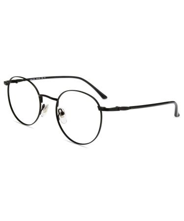 Firmoo Blue Light Blocking Reading Glasses UV 400 Computer Reading Gaming Glasses with Anti Glare Anti Eyestrain Lens Round Vintage Metal Frame Black Black 1.25 x