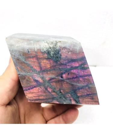 Purple Labradorite Moonstone Polyhedral Gemstone Spiritual Crystal Home Decoration and Witchcraft Gift - (Color: Weight 532g) Obelisk