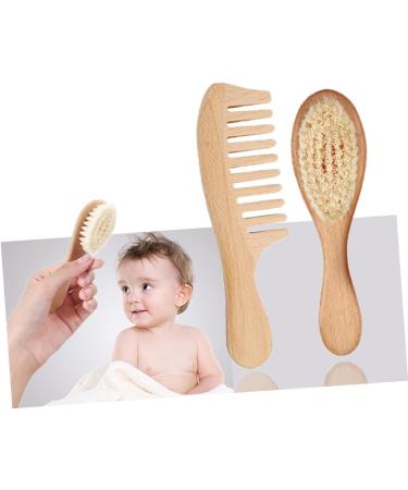 GAFOKI 2pcs Wool Wooden Kids Bath Set | Baby Hair Brush and Comb | Toddler Beech Brush | Newborn Baby Care Essentials - Buy Online on GoSupps.com