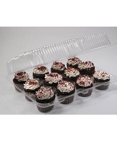 12 Compartment Cupcake Container with Hinged Lid - Clear Plastic Disposable Box for Dozen Cupcakes - Buy Online on GoSupps.com