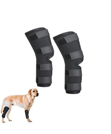 Dog Knee Brace 2 Pcs Canine Rear Hock Joint Brace Support Helps Relieve Injured Dislocated Patella Arthritis or Diseased Pet's Legs Dog Leg Braces for Back Leg|Black (L)