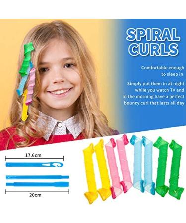 Heatless Curlers Kit - 28 Piece Spiral Curls Styling Set with Hooks - 11.8 Inch - Assorted Colors - Buy Online on GoSupps.com