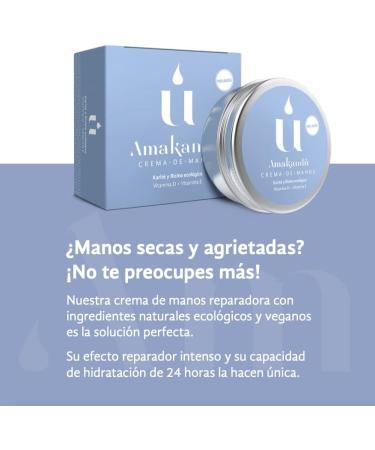 Repairing Hand Cream - Moisturising Hand Cream Against Cracks - Organic Ingredients - Karite + Castor + Vitamin D and E - Sensitive Skin - Anti-Ageing - Amakandu - Buy Online on GoSupps.com
