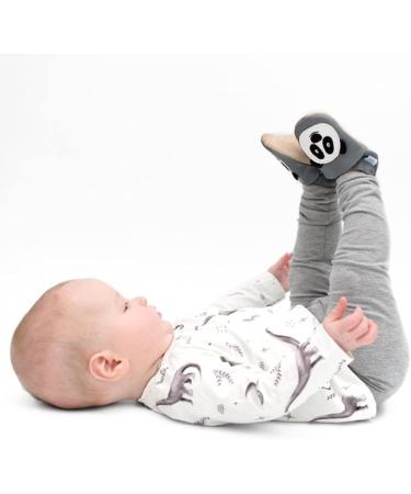 Dotty Fish Soft Leather Baby Shoes for Boys | Non Slip Toddler Shoes with Animal Designs | Sizes 0-6 Months to 4-5 Years | Grey & White Panda Design - Buy Online on GoSupps.com