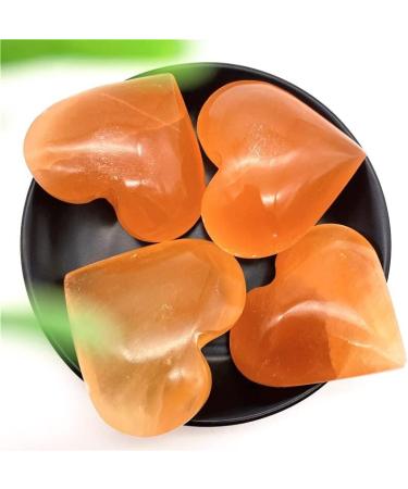 Beautiful 1PC Natural Orange Selenite Heart Shaped Hand Carved Gypsum Crystal Stone for Decoration Quartz Crystals Natural Stones and Minerals - Buy Online on GoSupps.com