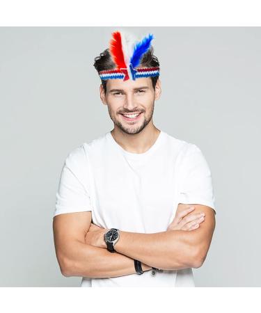 Hying 2 PCS 4th of July Patriotic Headbands for Women - American Stars Headwear Red Blue Feather Independence Day Accessories - Buy Online on GoSupps.com